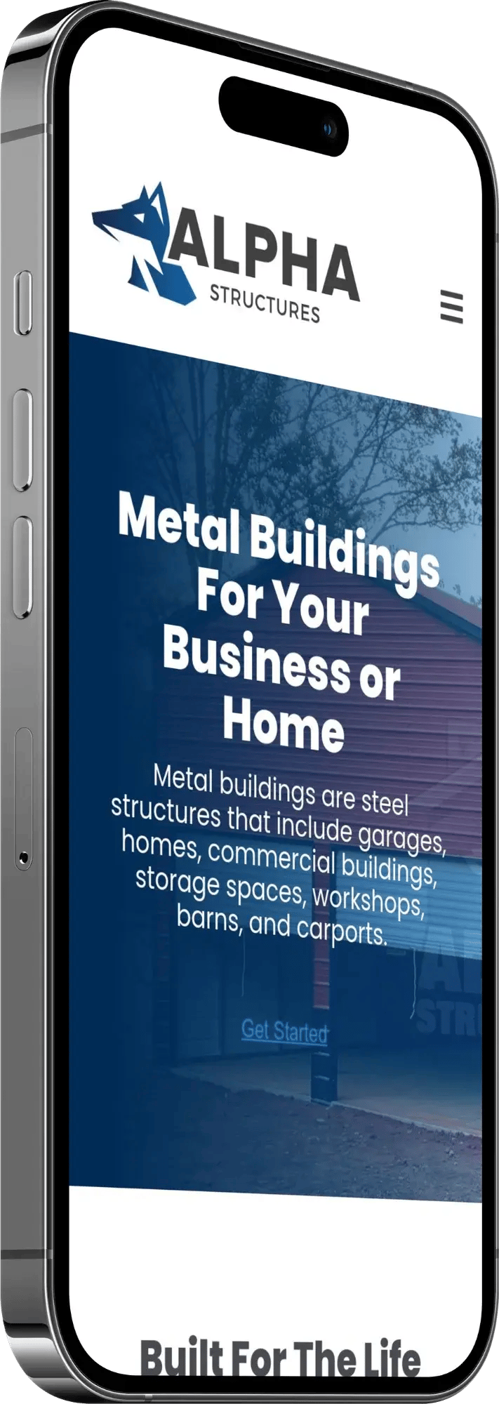 Alpha Structures' Website on an iPhone