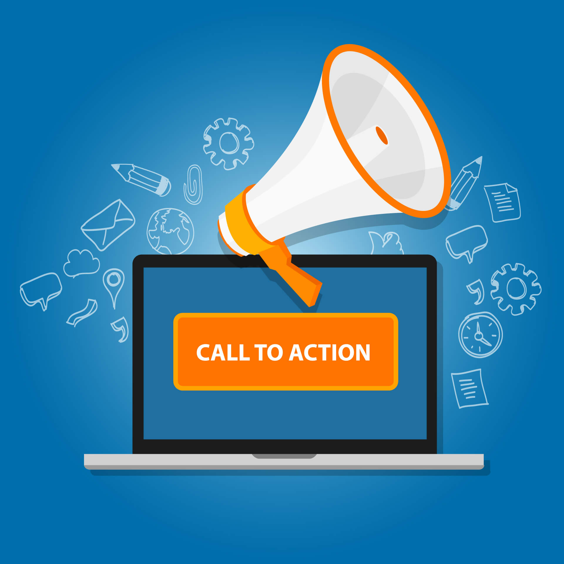 call to action button with megaphone graphic